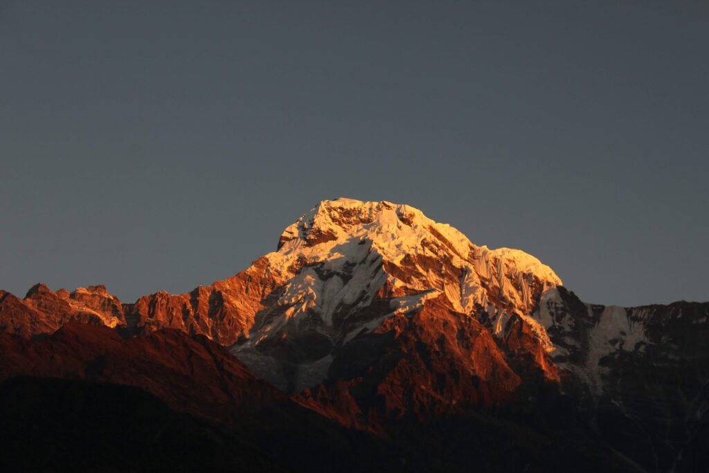 sunrise/sunset over Annapurna mountain in Ghandruk Village